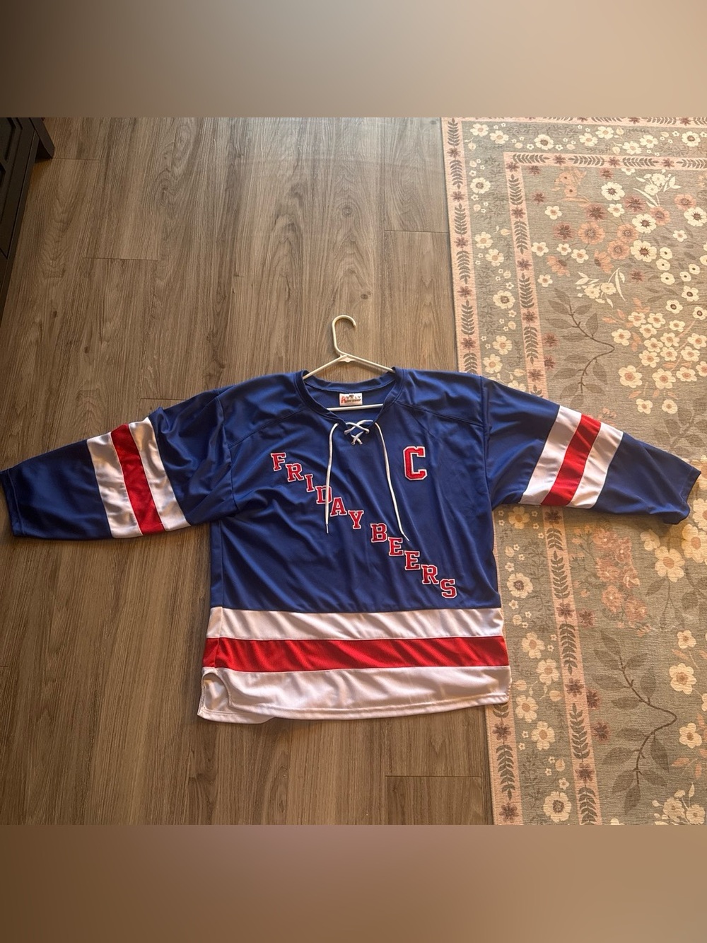 Friday Beers Men’s Hockey Jersey - Blue with Red & White Accents